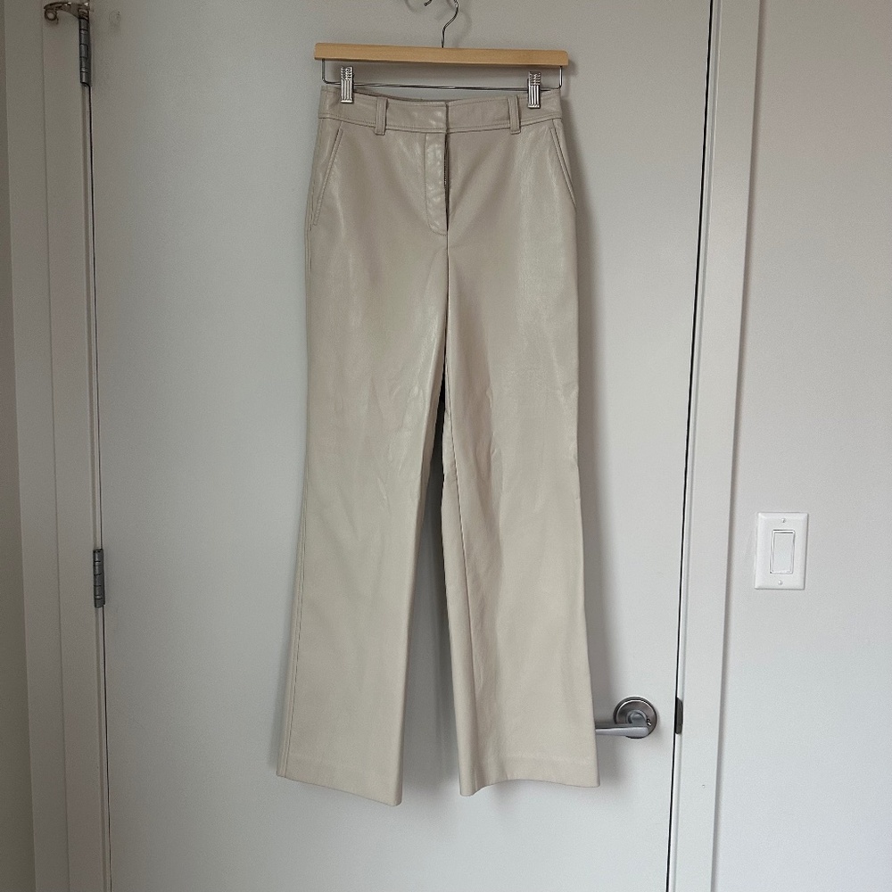 Aritzia Babaton Cream Leather Pants